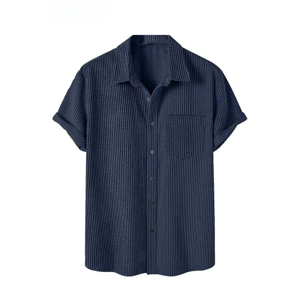 Camisa Masculina Fiorinni em Veludo Cotelê azul