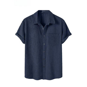 Camisa Masculina Fiorinni em Veludo Cotelê azul