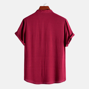 Camisa Masculina Lisa Gola Padre Fiorinni Essentials vinho costas 