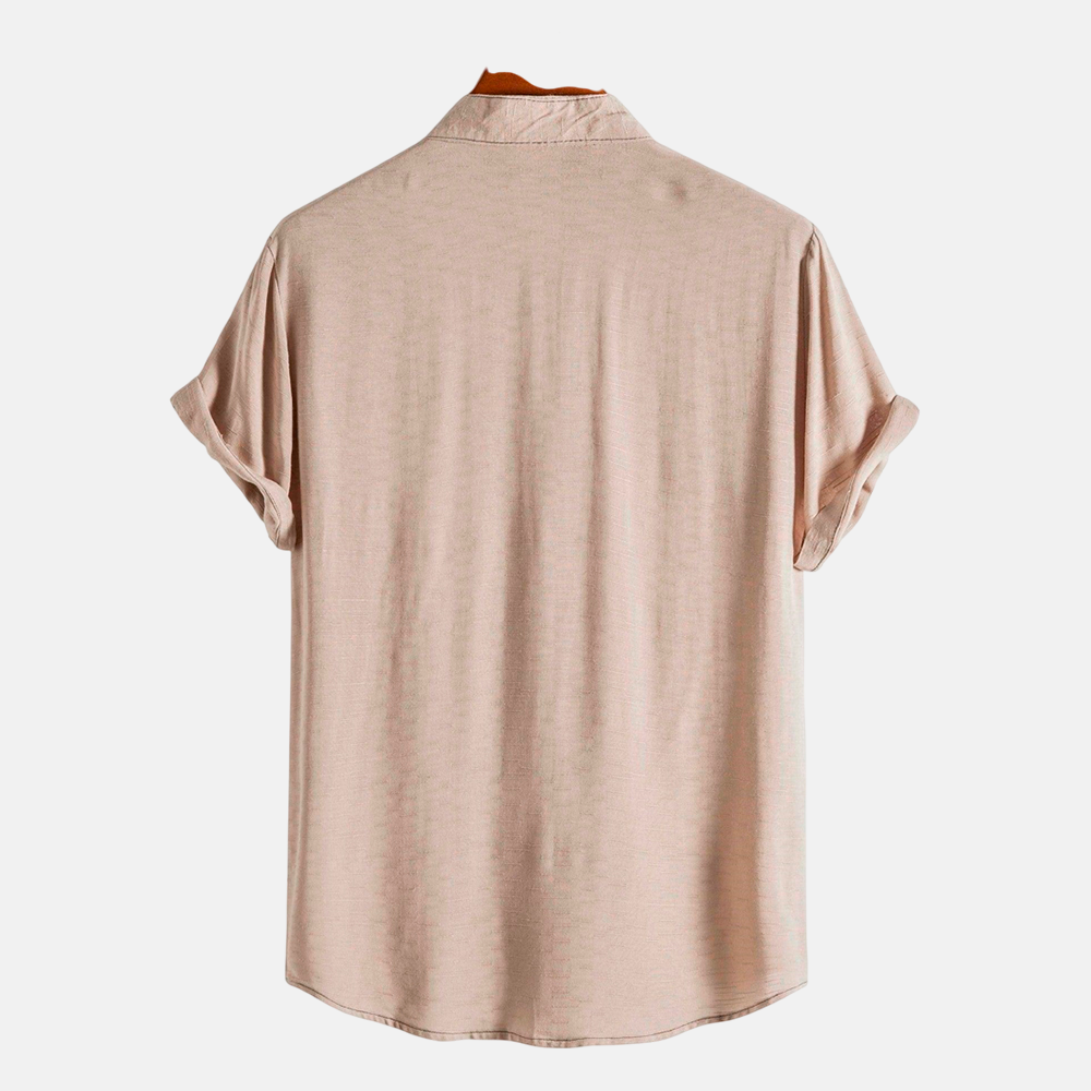 Camisa Masculina Lisa Gola Padre Fiorinni Essentials cáqui - costas 