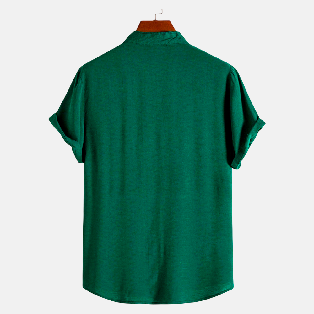 Camisa Masculina Lisa Gola Padre Fiorinni Essentials verde - costas 