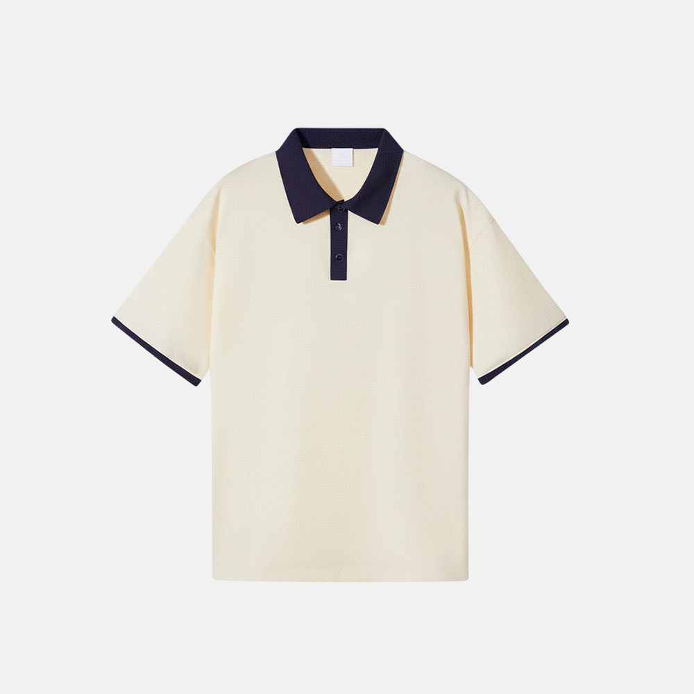 Camisa Polo Livorno creme e azul marinho