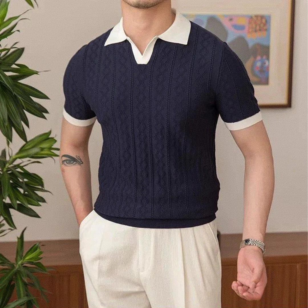 Camisa Polo Tricot Masculina Fiorinni Madrid azul