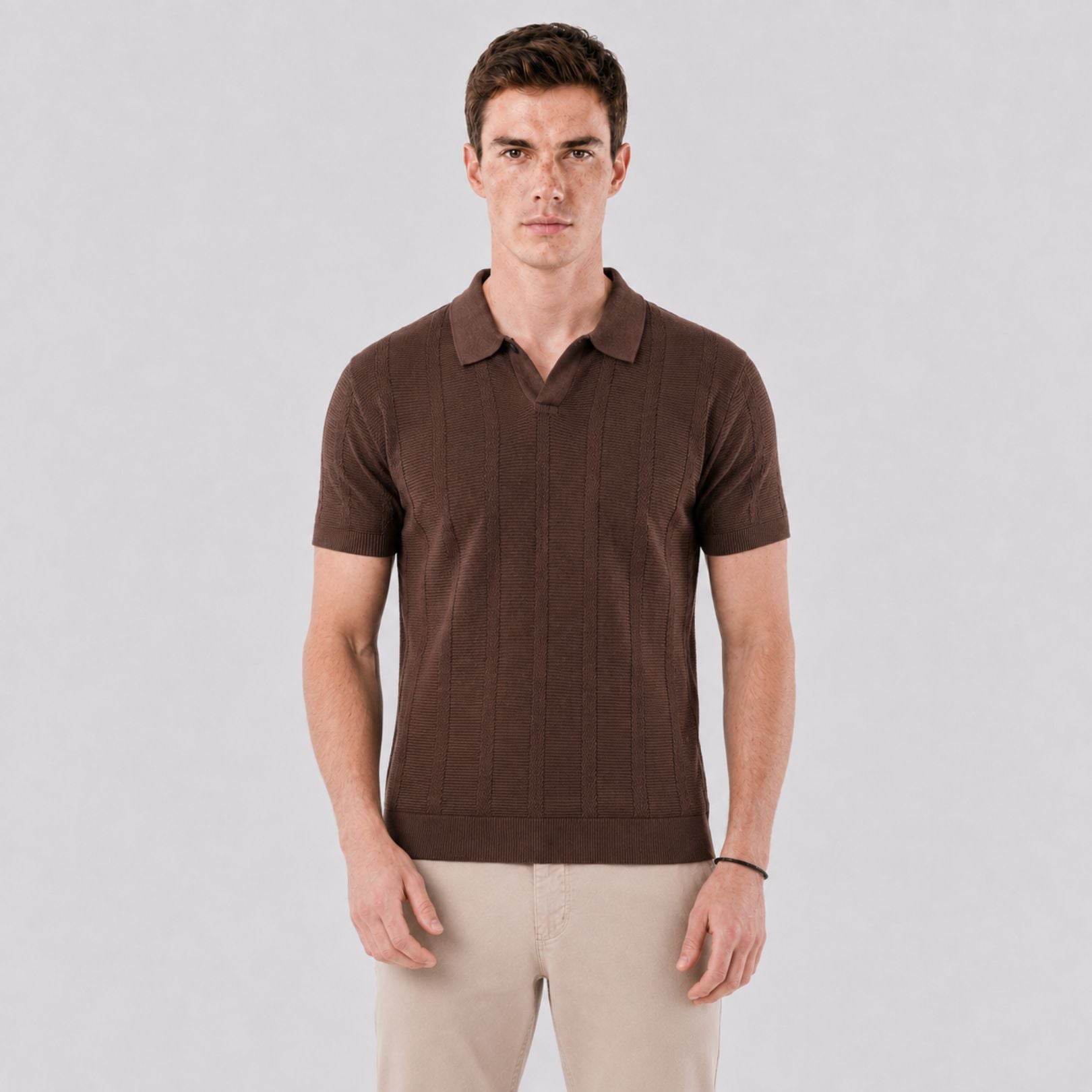 Camisa Polo Tricot Masculina Siena marrom