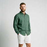 Camisa de Linho Masculina com Bolso verde