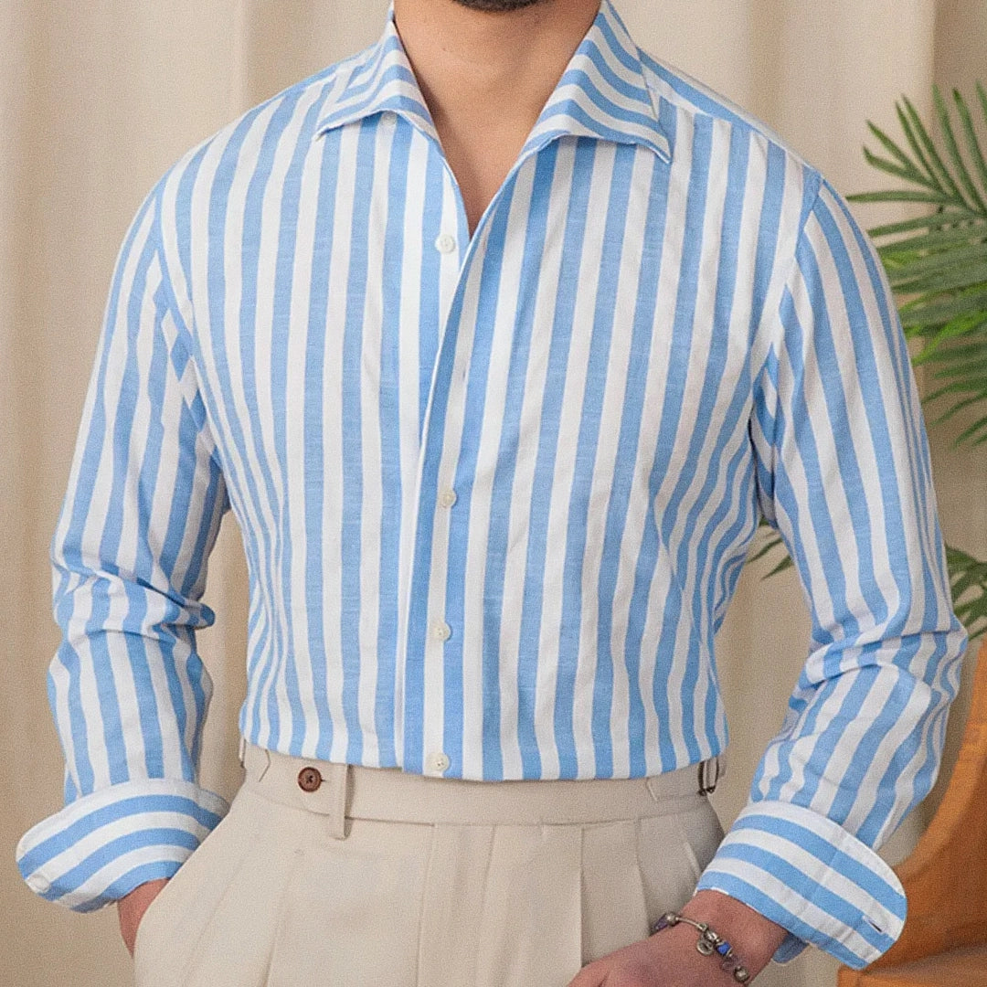 Camisa Social Masculina em Algodão Fiorinni Classic Azul