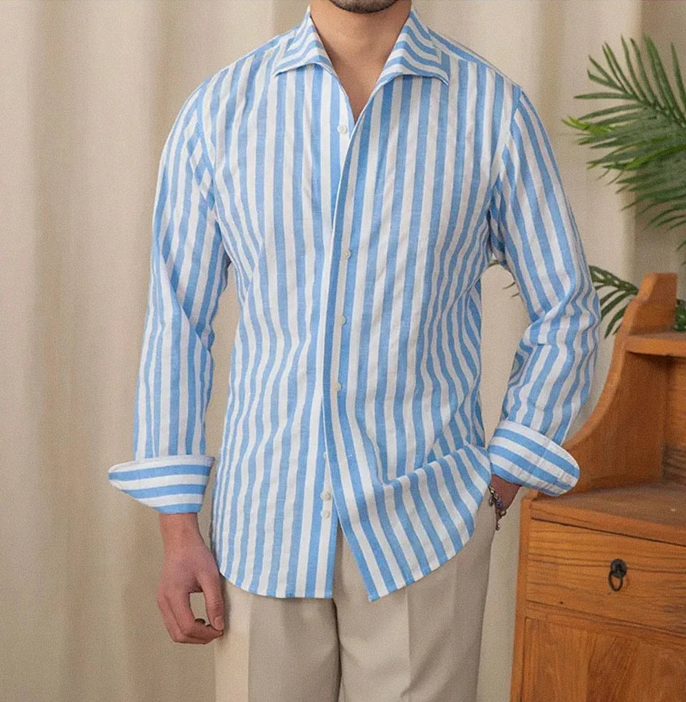 Camisa Social Masculina em Algodão Fiorinni Classic Azul