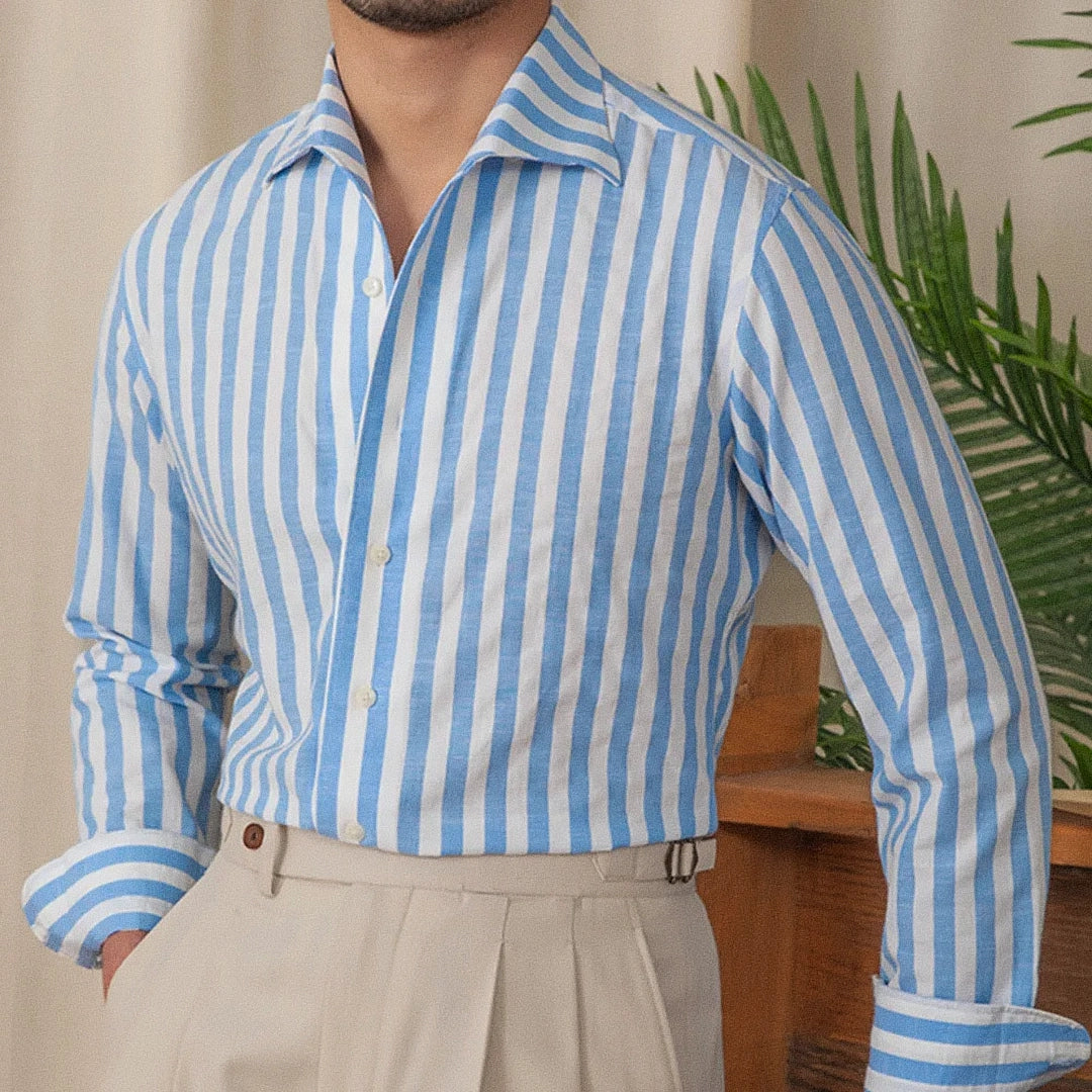 Camisa Social Masculina em Algodão Fiorinni Classic Azul