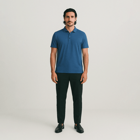 Camisa Polo Masculina em Seda Gelo Fiorinni Azul