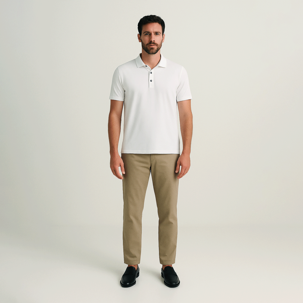 Camisa Polo Masculina em Seda Gelo Fiorinni branca