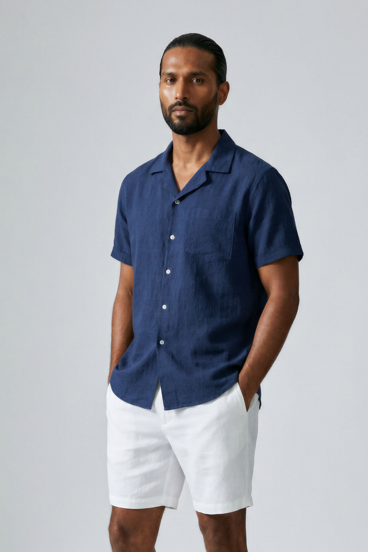Camisa de Linho Masculina Gola Turista