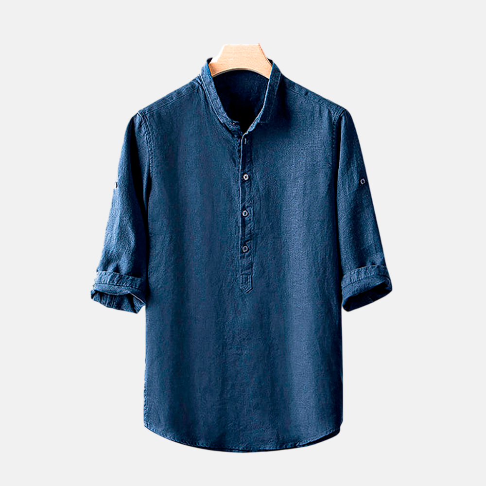 Camisa de Linho Fiorinni Abravanel azul marinho