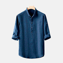 Camisa de Linho Fiorinni Abravanel azul marinho