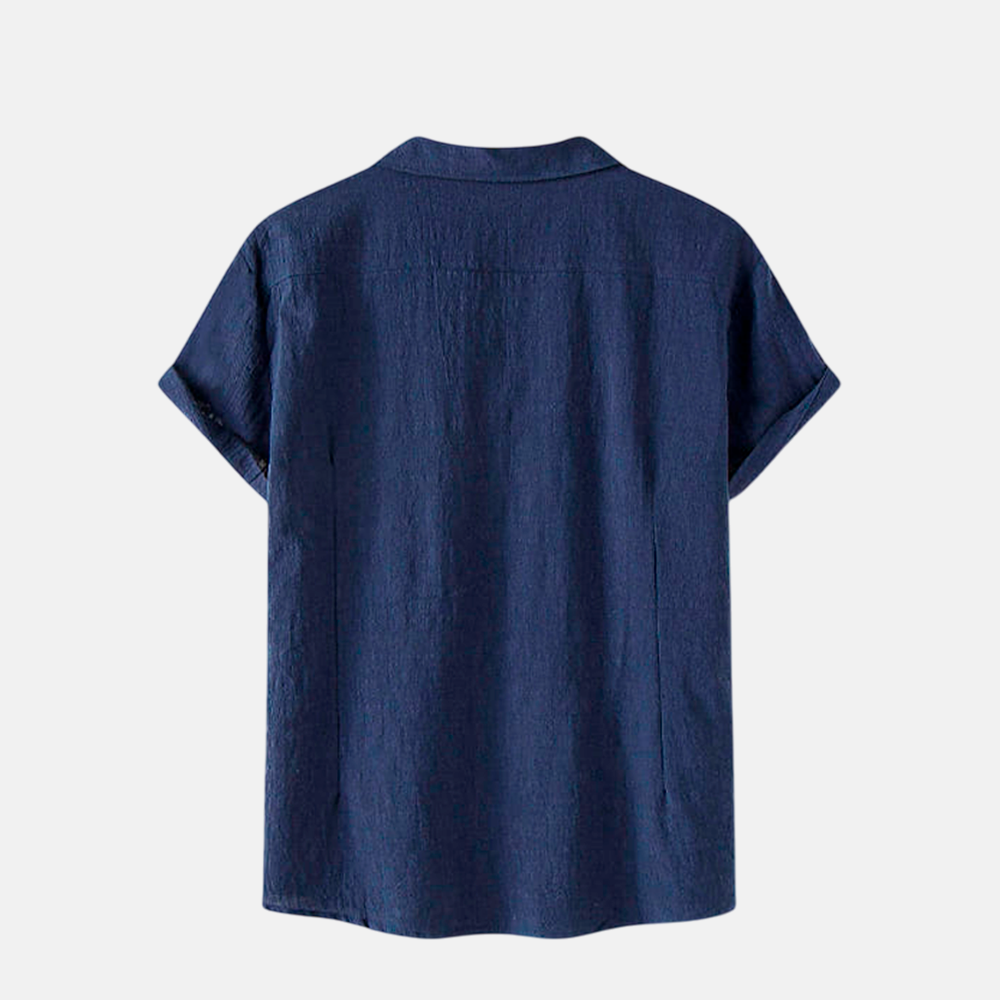 Camisa de Linho Fiorinni Portofino azul marinho - costas 