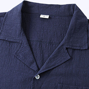 Camisa de Linho Fiorinni Portofino azul marinho detalhes