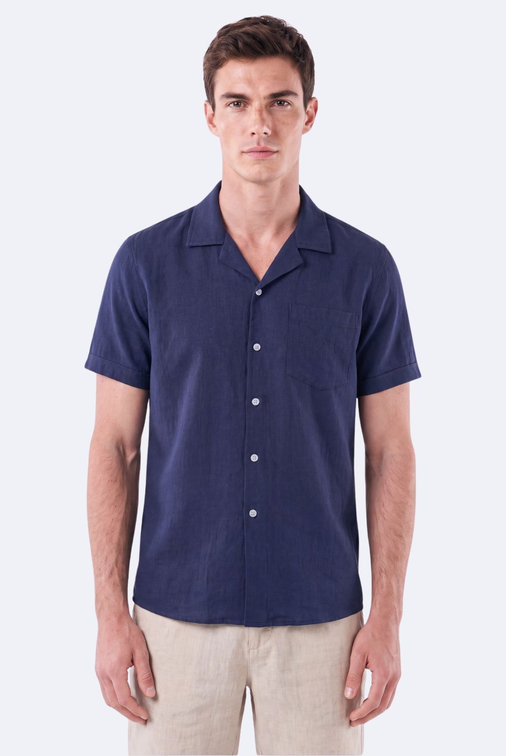 Camisa de Linho Masculina Gola Turista