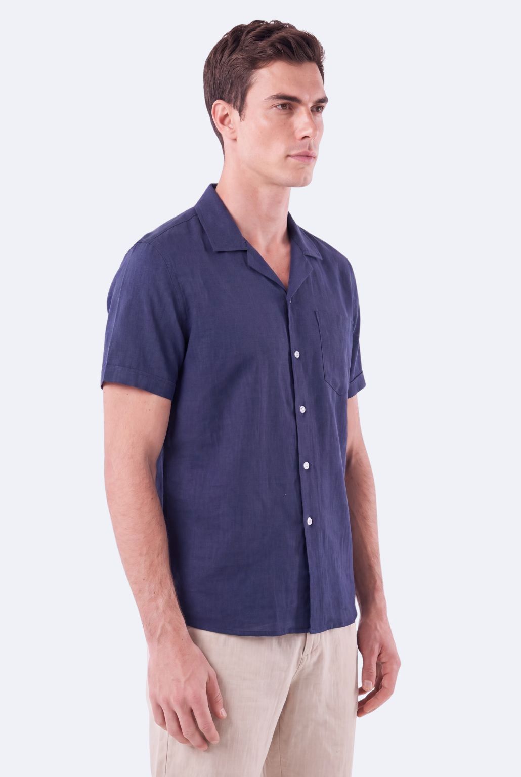 Camisa de Linho Masculina Gola Turista