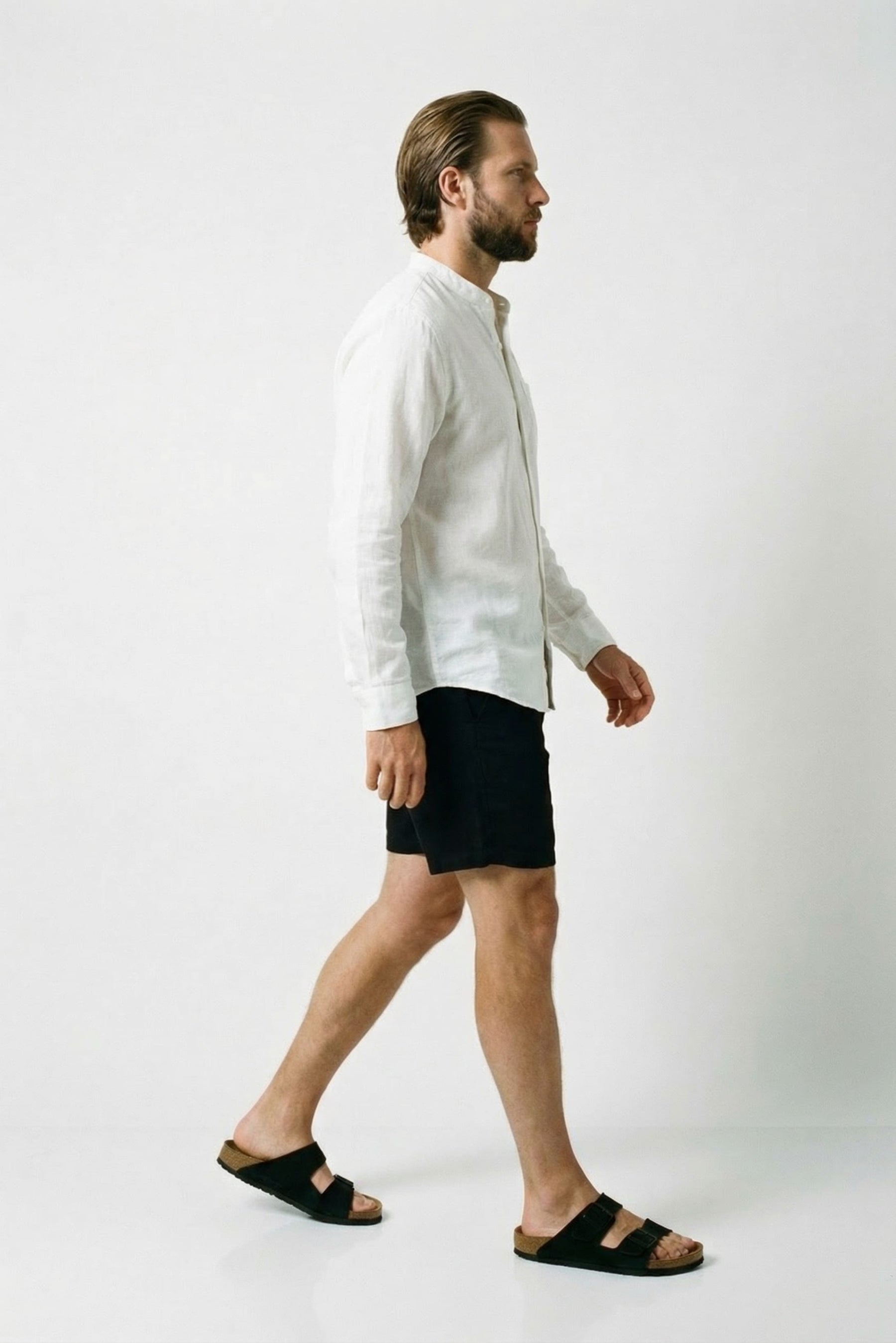 Camisa de Linho Masculina Gola Padre