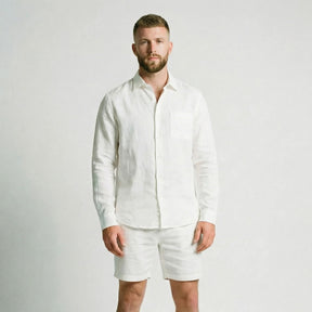 Camisa de Linho Masculina com Bolso branco