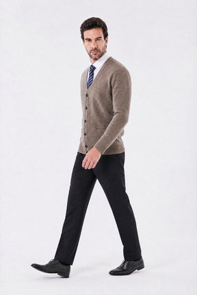 Cardigan Masculino Executivo Argyle com Gola V