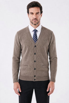 Cardigan Masculino Executivo Argyle com Gola V