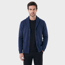 Cardigan Masculino London com Gola Shawl Estruturada azul marinho