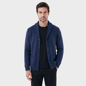 Cardigan Masculino London com Gola Shawl Estruturada azul marinho