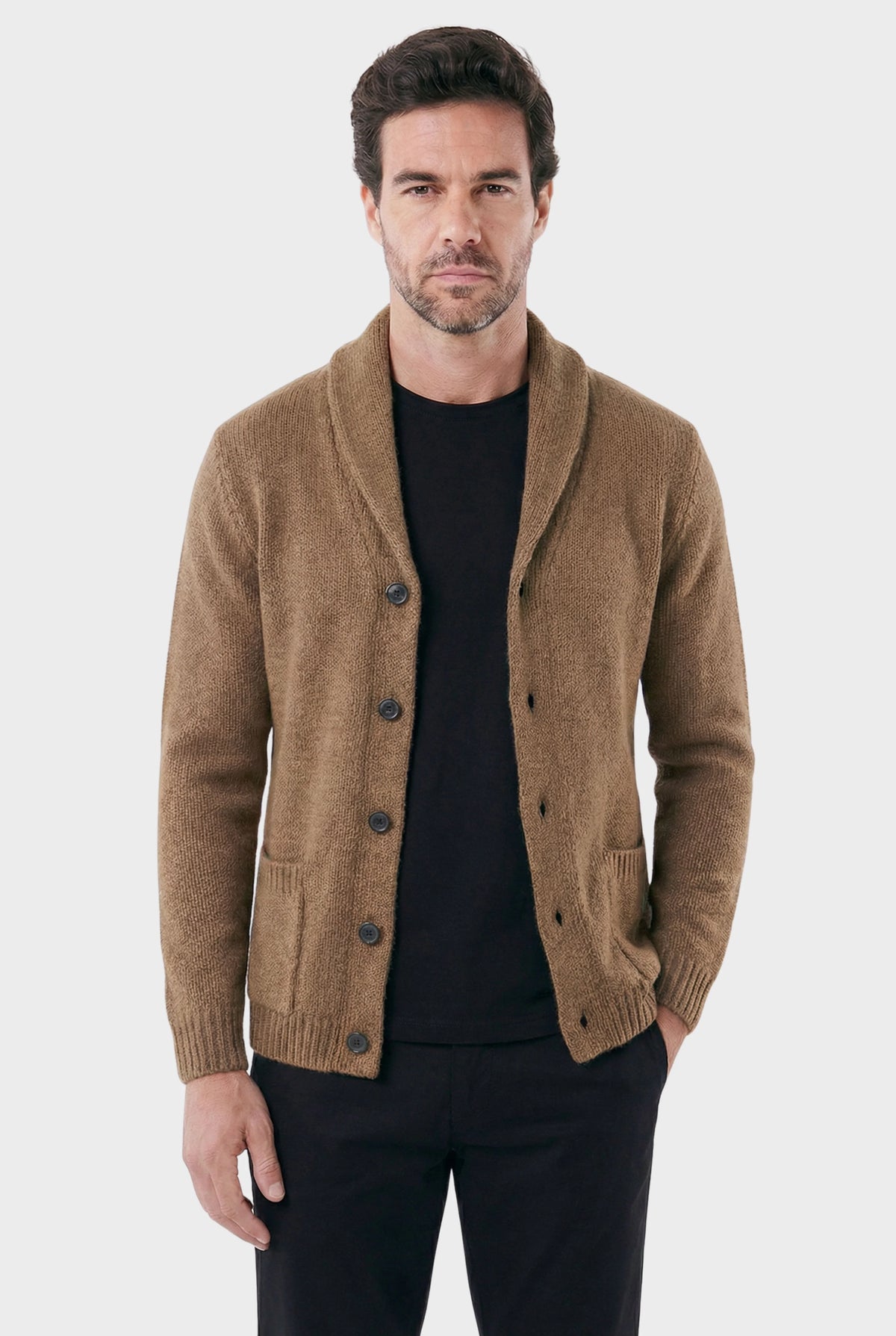 Cardigan Masculino London com Gola Shawl Estruturada