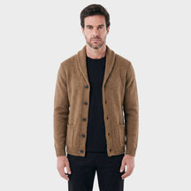 Cardigan Masculino London com Gola Shawl Estruturada caqui