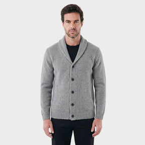 Cardigan Masculino London com Gola Shawl Estruturada cinza