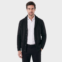 Cardigan Masculino London com Gola Shawl Estruturada preto