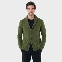 Cardigan Masculino London com Gola Shawl Estruturada verde