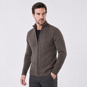 Cardigan Masculino Social de Tricô Leve cafe