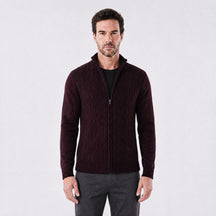 Cardigan Masculino Social de Tricô Leve vinho