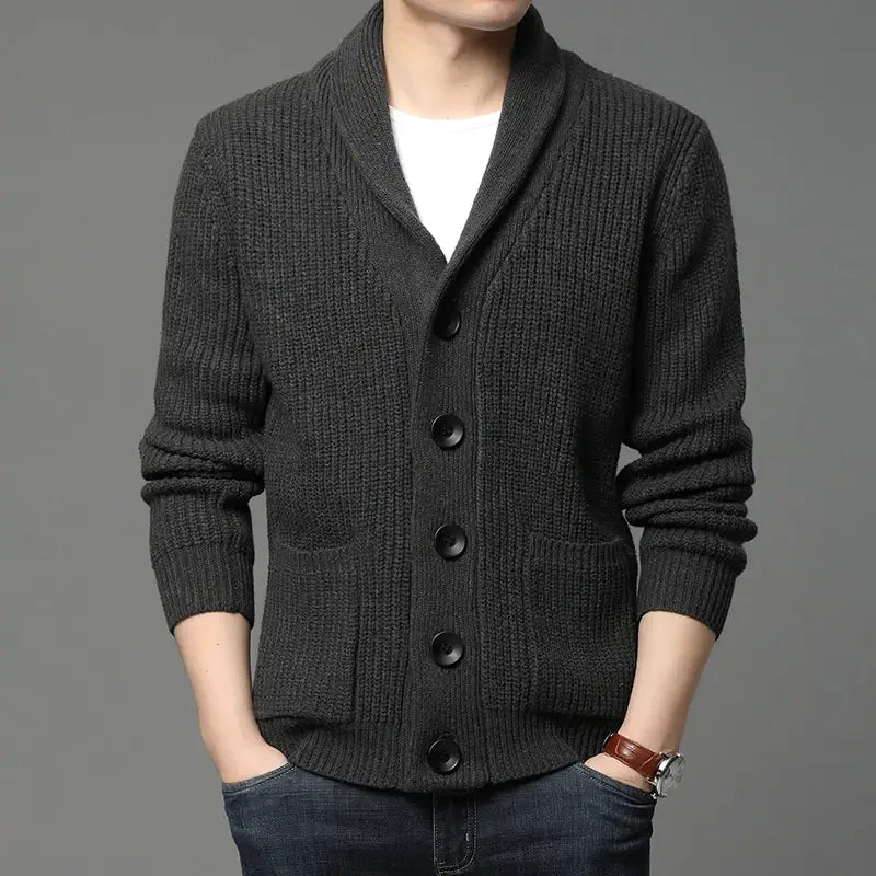 Cardigan Masculino Tricot Fiorinni cinza escuro