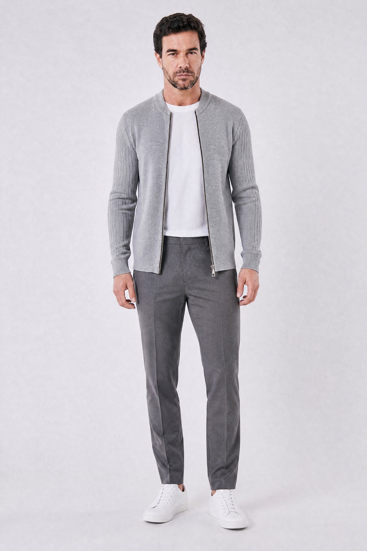 Cardigan Masculino em Lã com Zíper Central