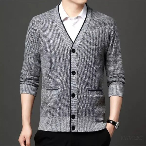 Cardigan Masculino em Poliéster Fiorinni cinza claro