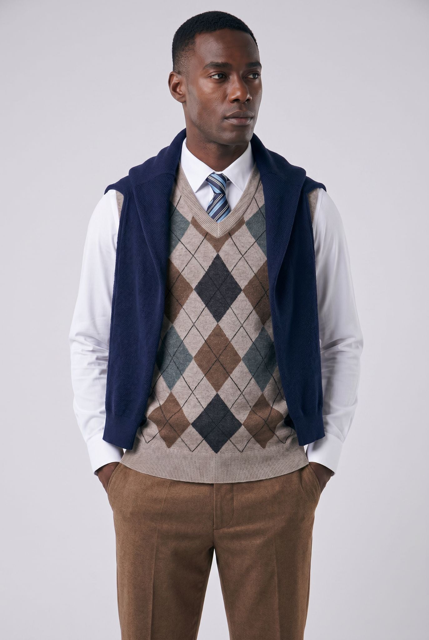 Colete Masculino Tricot Diamond com Estampa Geométrica