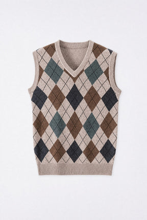 Colete Masculino Tricot Diamond com Estampa Geométrica