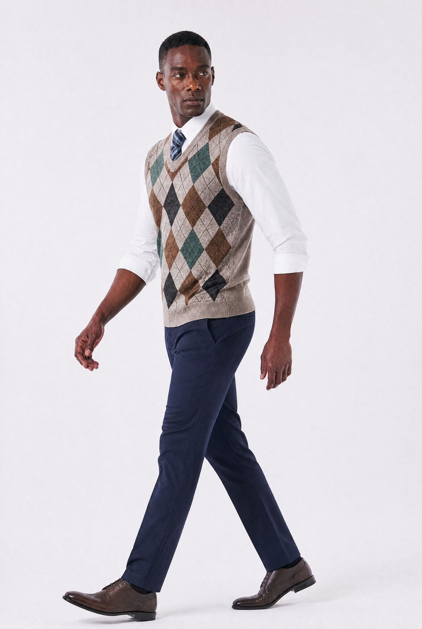 Colete Masculino Tricot Diamond com Estampa Geométrica