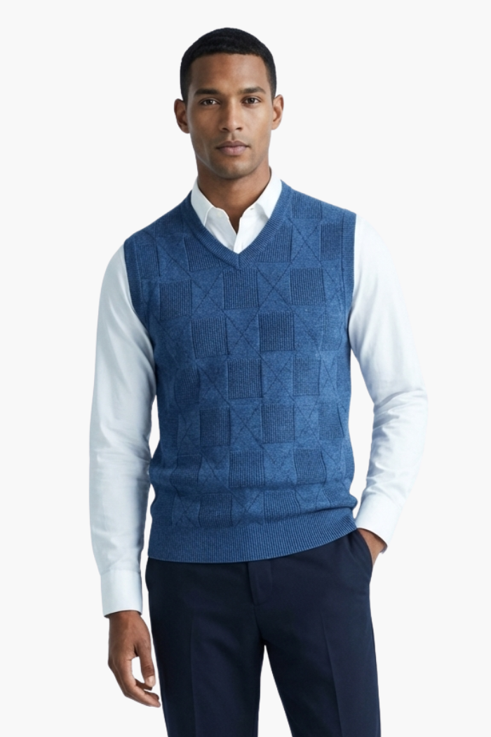 Colete Masculino Tricot Xadrez Fiorinni