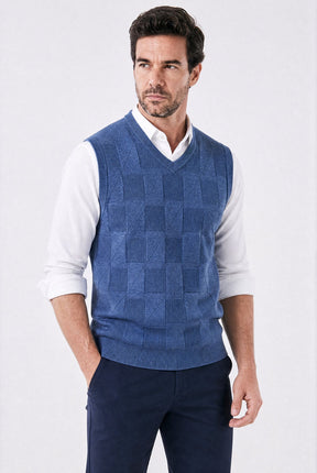 Colete Masculino Tricot Xadrez com Design Clássico
