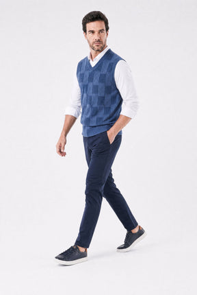 Colete Masculino Tricot Xadrez com Design Clássico