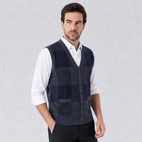 Colete Masculino de Gola V com Acabamento Bordado Austin azul