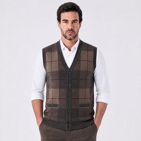Colete Masculino de Gola V com Acabamento Bordado Austin