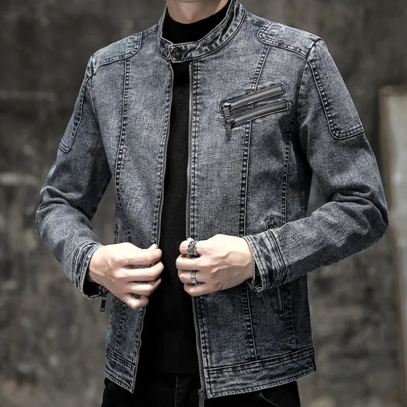 Jaqueta Jeans Masculina Fiorinni Vintage cinza claro