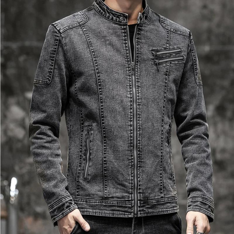 Jaqueta Jeans Masculina Fiorinni Vintage cinza escuro