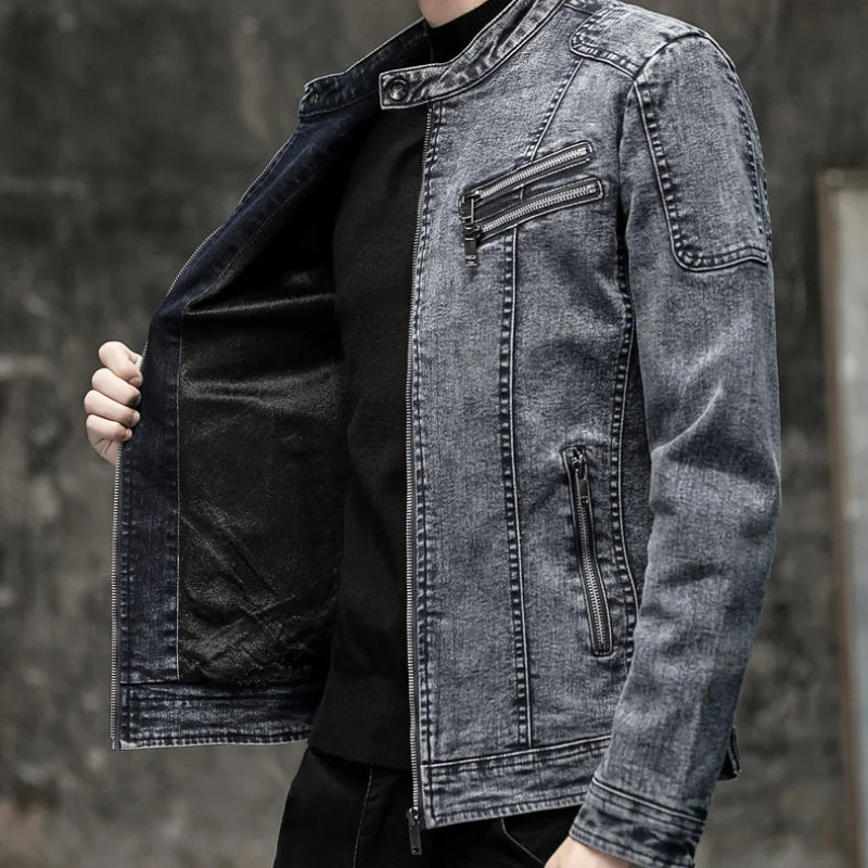 Jaqueta Jeans Masculina Fiorinni Vintage cinza claro