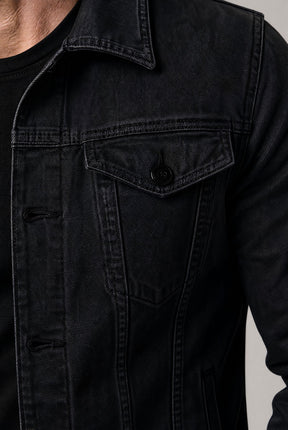 Jaqueta Jeans Masculina Slim com Bolsos no Peito