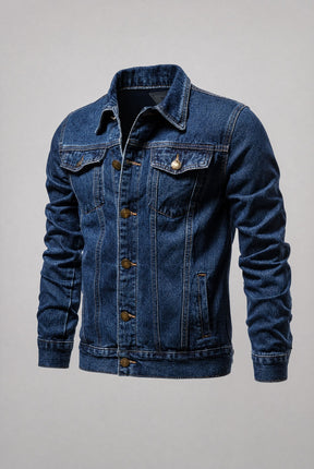 Jaqueta Jeans Masculina Trucker Clássica com Bolsos no Peito